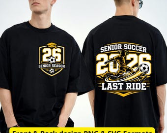 Senior Soccer 2026 SVG PNG Bundle, Front and Back Cap Design, Class of 2026 Athlete Graphic, Dad Hat Print File, Cricut Silhouette POD Ready