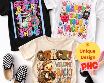 Back to School PNG Bundle, Kids Shirt PNG Designs, Cute School Sublimation Bundle, 3 PNG Files, Teacher pod Digital Download