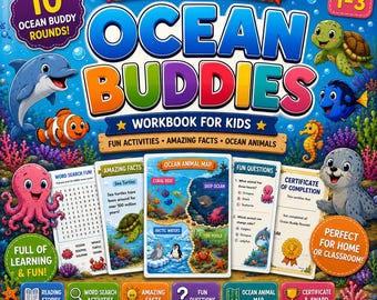 Ocean Animals Activities for Kids | Ocean Worksheets Grade 1-3 | Reading Comprehension & Word Search Printable | Ocean Unit Study PDF