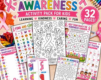 Breast Cancer Awareness Activities for Kids | October Worksheets | Pink Ribbon Learning Pack | Homeschool | Classroom Activity | SEL