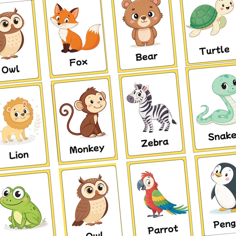 Montessori Printable Animal Flashcards for Toddlers | 20 Kids Learning ...
