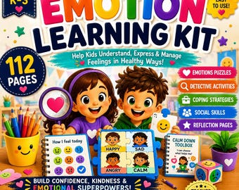 Emotion Learning Activities for Kids, Social Emotional Learning Workbook, SEL Activities, Coping Skills, Feelings Printable PDF