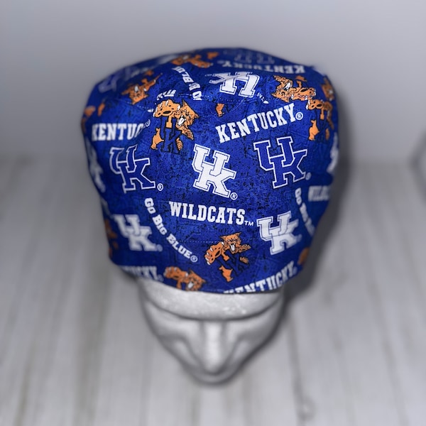 4 DIFFERENT STYLES to Choose From,  University of Kentucky, Tie, Above the Ear, Elastic w/ Tie or Ponytail, Medical Nurse Scrub Cap