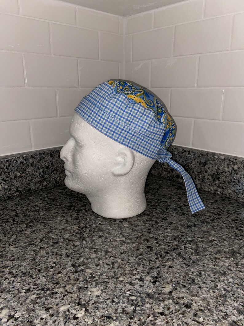 ELASTIC SCRUB CAP 2 Fabric Prints Check 