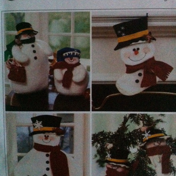 Uncut McCall's Pattern 2388 - Craft Pattern For Christmas & Winter Snowman Cardholder, 2 Sizes Snowmen, Stocking, 2 Sizes Ornaments