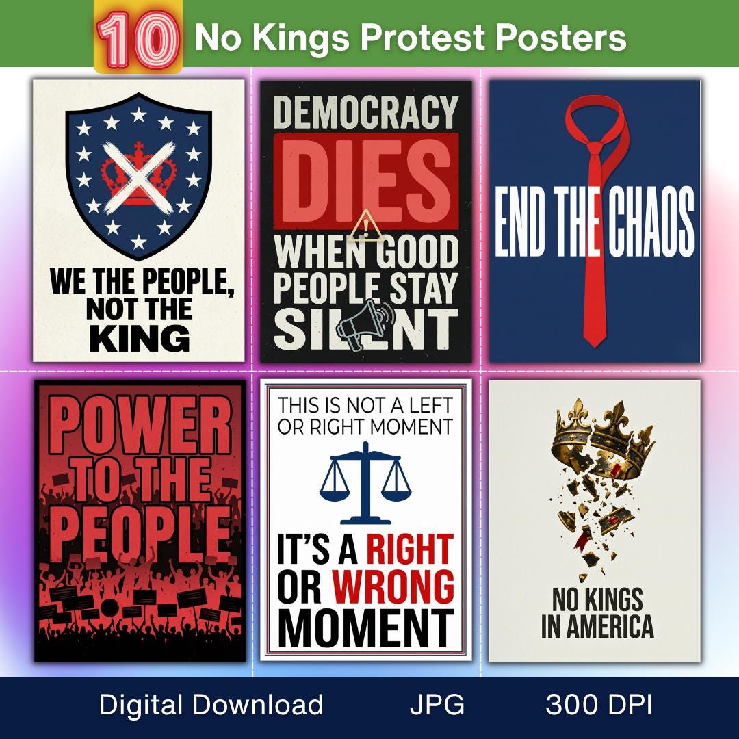 Protest Prints Activism Protest Posters JPG, No Kings Printable Signs, Resist ...