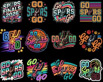Go Spurs Go PNG Bundle, Spurs Basketball PNG, Spurs Shirt, San Antonio Spurs, Wembanyama Spurs, Wemby Shirt, Game Day PNG, Digital Download