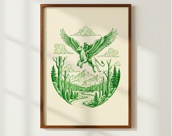 Fellowship of the Ring Minimalist Art Print, Green Middle Earth Wall Art, Lord of the Rings Digital Download, Fantasy Movie Decor