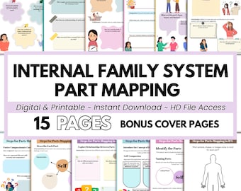 Quaderno di lavoro per la mappatura delle parti dell'IFS / Fogli di lavoro sui sistemi familiari interni / Diario di guarigione dal trauma / Download digitale