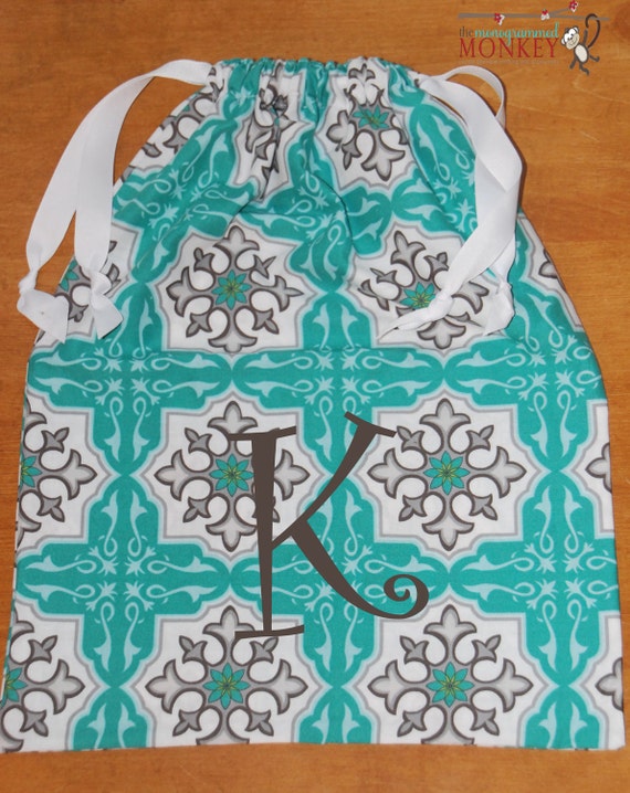 teal drawstring bag