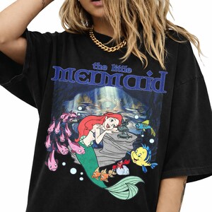 Maglietta La Sirenetta, Maglietta Ariel Flounder, Maglietta Principessa Disney, Maglietta Disney Ariel immagine 5
