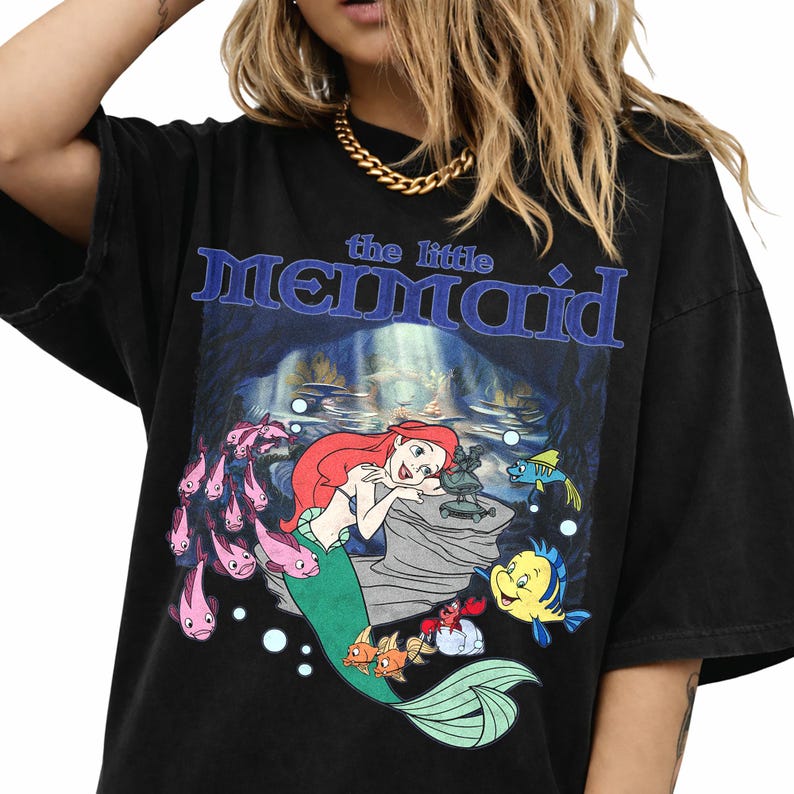 Maglietta La Sirenetta, Maglietta Ariel Flounder, Maglietta Principessa Disney, Maglietta Disney Ariel immagine 5