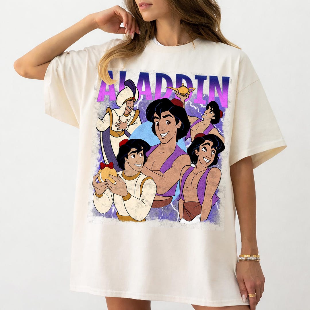Disney Aladdin Bootleg Shirt, Aladdin Animated Movie Character Shirt ...