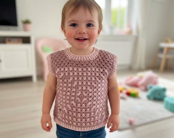 Gehäkelte Baby Weste, Rosa Kleinkind Pullover, Handgemachte Boho Baby Kleidung, Baby Shower Geschenk
