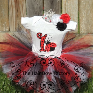 The Hair Bow Factory Ladybug Number 1 First Birthday Tutu Outfit Size 6-12 months to Size 24 Months