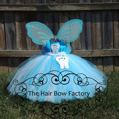 The shops Hair Bow Factory Tooth Fairy Turquoise and White Tutu Dress and Wings Size 12-24 Months to 14