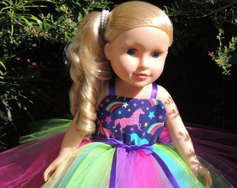 The Hair Bow Factory Unicorn 18 inch Doll Dress and Matching Shoes