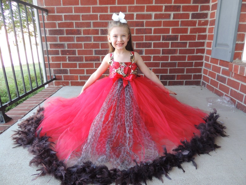 The Hair Bow Factory Leopard Print Ornament Christmas Feather Tutu Dress Size 12-24 Months-12
