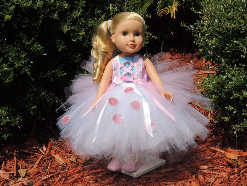 The Hair Bow Factory Little Bo Peep Tutu Dress with Matching Shoes 18 inch Doll Dress image 10