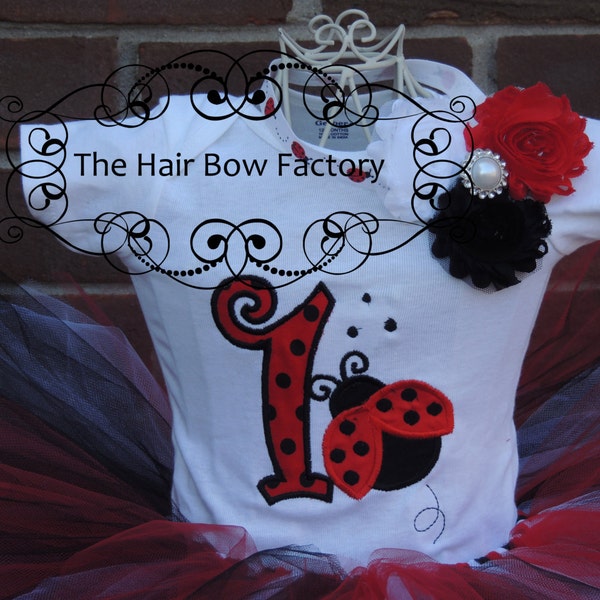The Hair Bow Factory Ladybug Number 1 First Birthday Onesie Only Size 6-12 months to 24 months