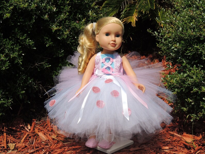 The Hair Bow Factory Little Bo Peep Tutu Dress with Matching Shoes 18 inch Doll Dress image 4