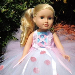 The Hair Bow Factory Little Bo Peep Tutu Dress with Matching Shoes 18 inch Doll Dress image 5