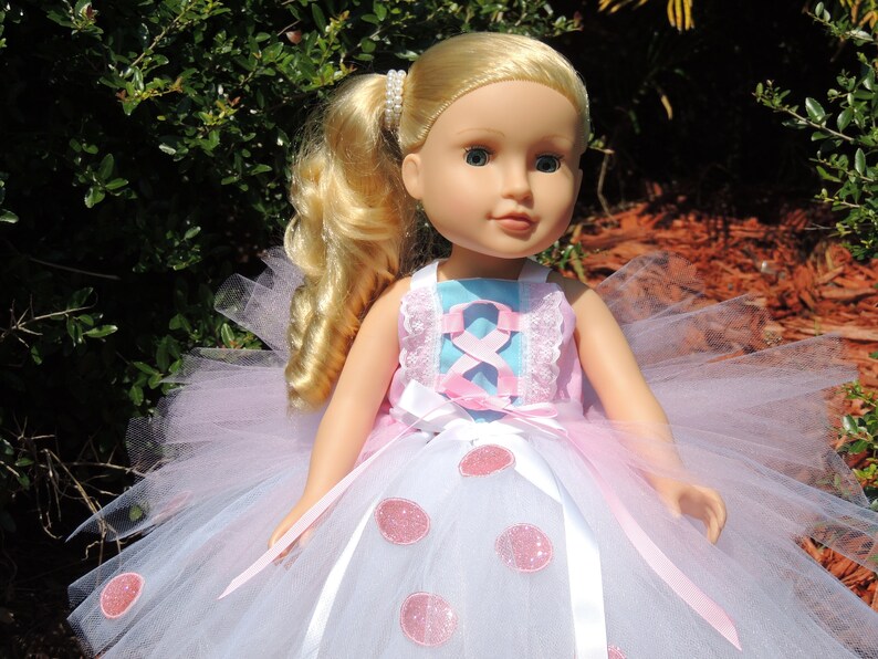 The Hair Bow Factory Little Bo Peep Tutu Dress with Matching Shoes 18 inch Doll Dress image 5