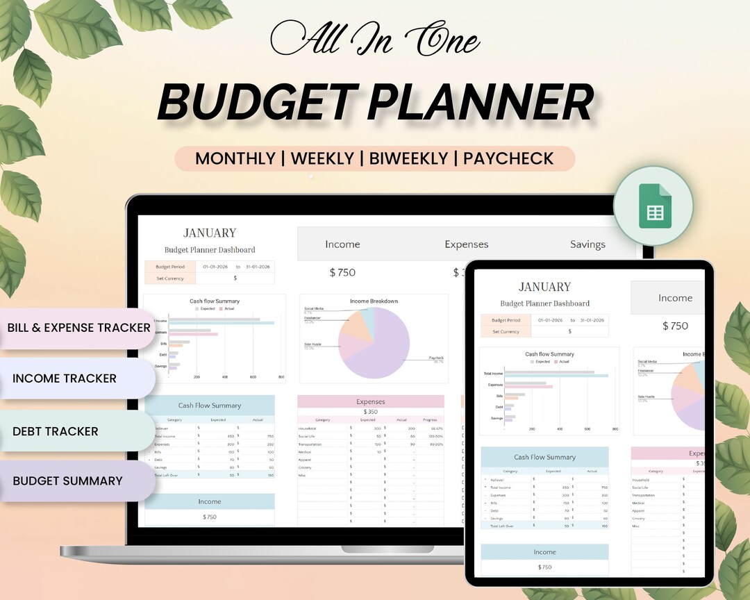 Simple Budget Planner for Google Sheets (beginner Friendly) - Etsy