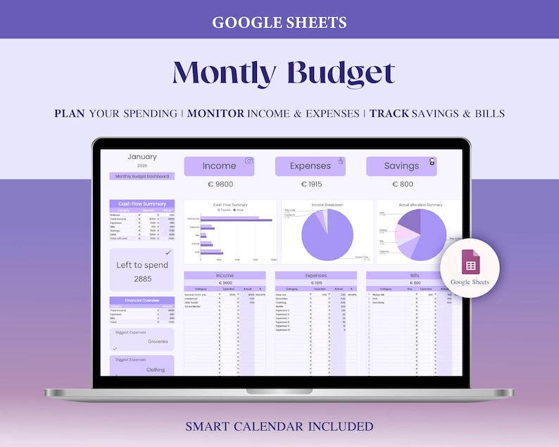 Monthly Budget Template Google Sheets Finance Planner Budget ...
