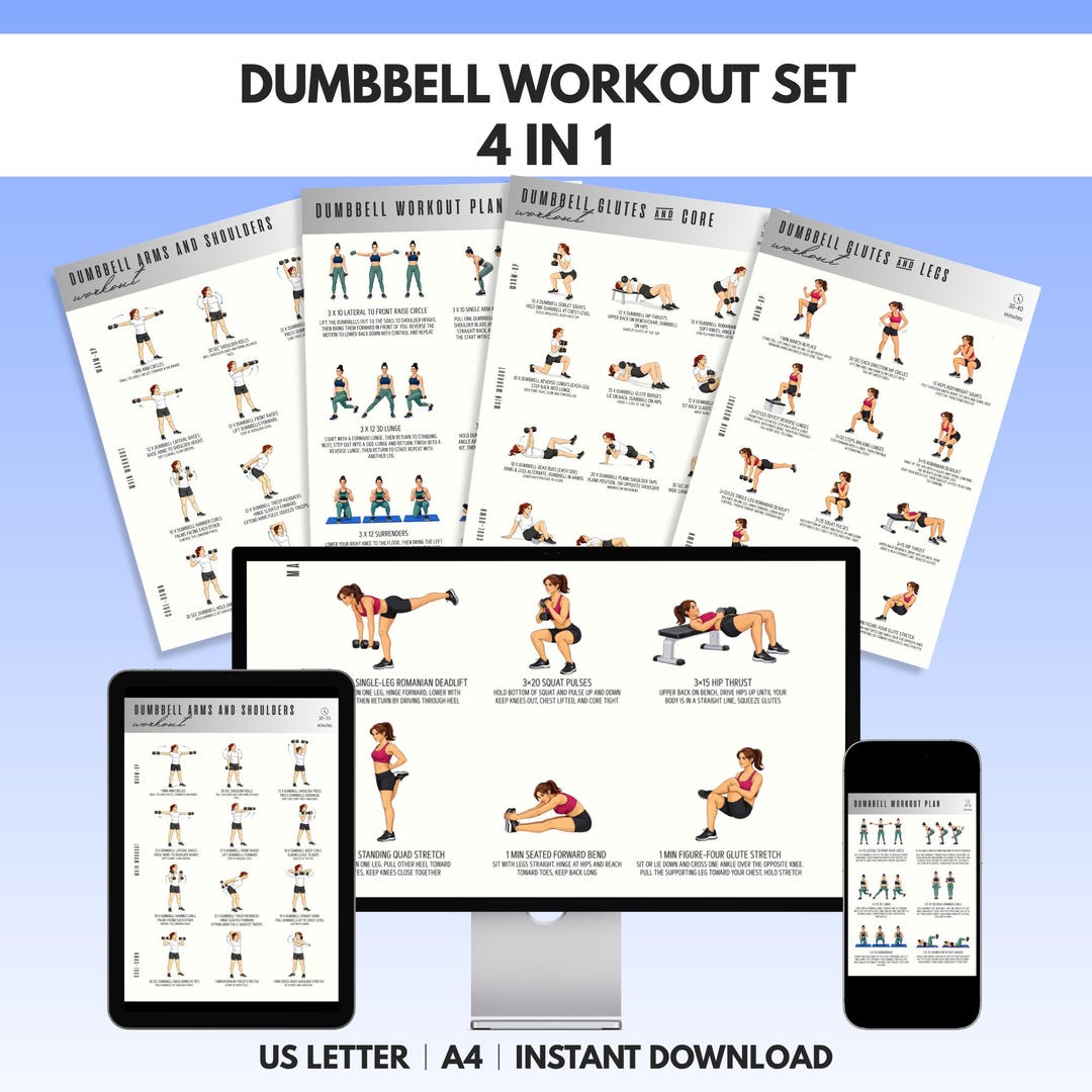 Dumbbell Workout Set, Full Body Strength Routine Pack, Home Fitness PDF ...