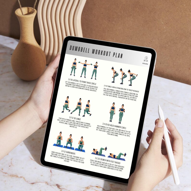 Exercise Plan Chart.pdf Dumbbell Workout Plan, Full Body Exercise Chart Printable, PDF Strength ...