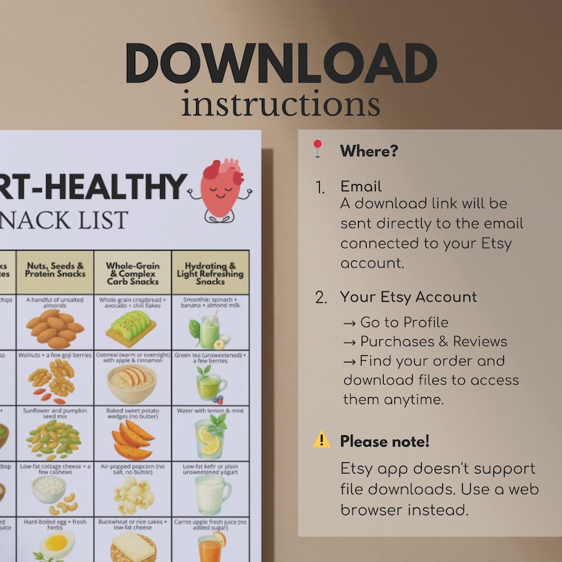 Heart Healthy Snack List Guide, Heart Healthy Foods Printable, Healthy ...
