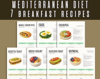 Mediterranean Breakfast Recipes Printable, Mediterranean Diet Meal Guide, Healthy Morning Menu PDF, Weekly Breakfast Plan