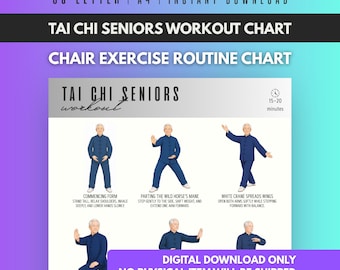 Tai Chi Seniors, Gentle Movement Exercise Chart, Balance Routine PDF, Printable Fitness Poster, Elderly Mobility Workout Guide