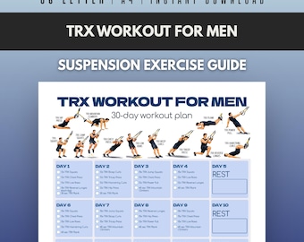 Trx Workout For Men, Printable Pdf, Suspension Exercise Guide, Trx Training Chart, Flat Stomach, Ab Workout, Instant Download, A4 Us Letter