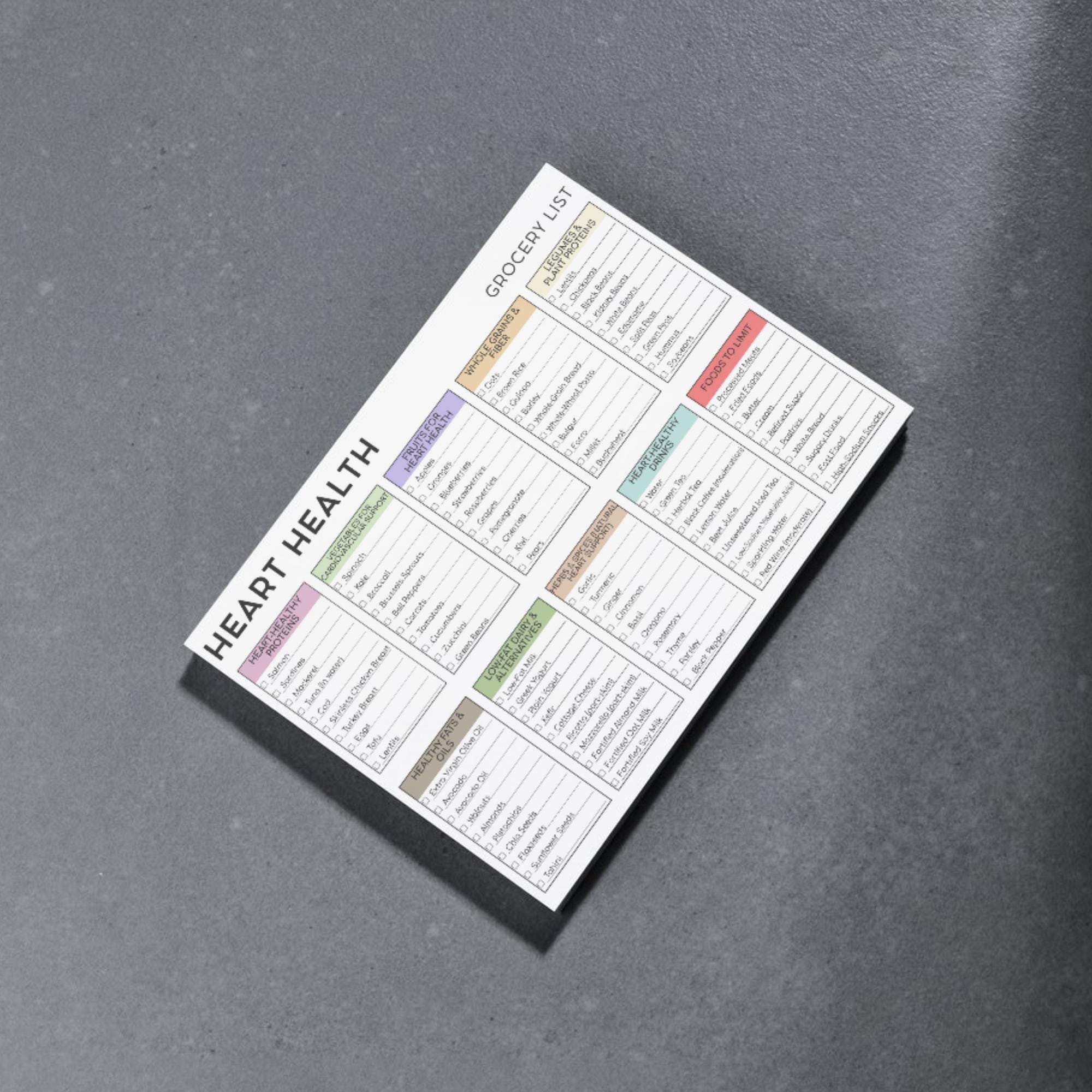 Heart Healthy Grocery List, Printable Grocery, Grocery List PDF, Heart ...