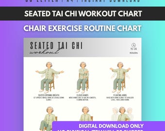 Seated Tai Chi, Chair Exercise Routine Chart, Gentle Balance Movement Plan PDF, Printable Fitness Poster, Senior Mobility Guide