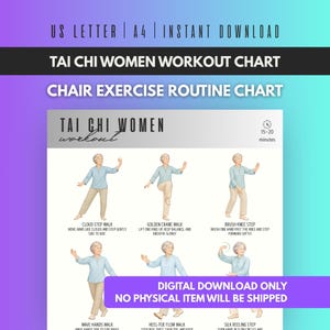 Tai Chi Women, Flow Movement Exercise Chart, Balance Routine PDF, Printable Fitness Poster, Gentle Workout Guide image 1