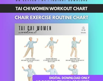 Tai Chi Women, Flow Movement Exercise Chart, Balance Routine PDF, Printable Fitness Poster, Gentle Workout Guide