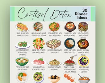 Cortisol Detox 30+ Dinner Ideas, Wellness Planner, Healthy Lunch, Healthy Lunch Ideas, Cortisol Diet, Adrenal Fatigue, Reduce Cortisol