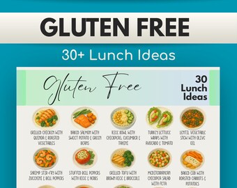 Gluten Free Lunch Ideas Printable, Gluten Free Meals PDF, Food List & Chart, Celiac Diet Guide, Healthy Meal Plan, A4 US Letter