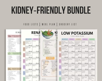 Paquete para personas con problemas renales, plan de alimentación bajo en potasio, tabla de dieta renal, plan de alimentación para personas con problemas renales, lista de alimentos para personas con problemas renales, lista de compras para personas con problemas renales