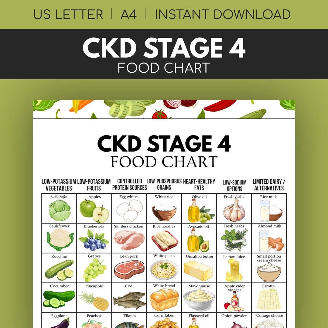 Kidney Groceries Chart, CKD Stage 4 Food Guide, Renal Diet Printable - Etsy