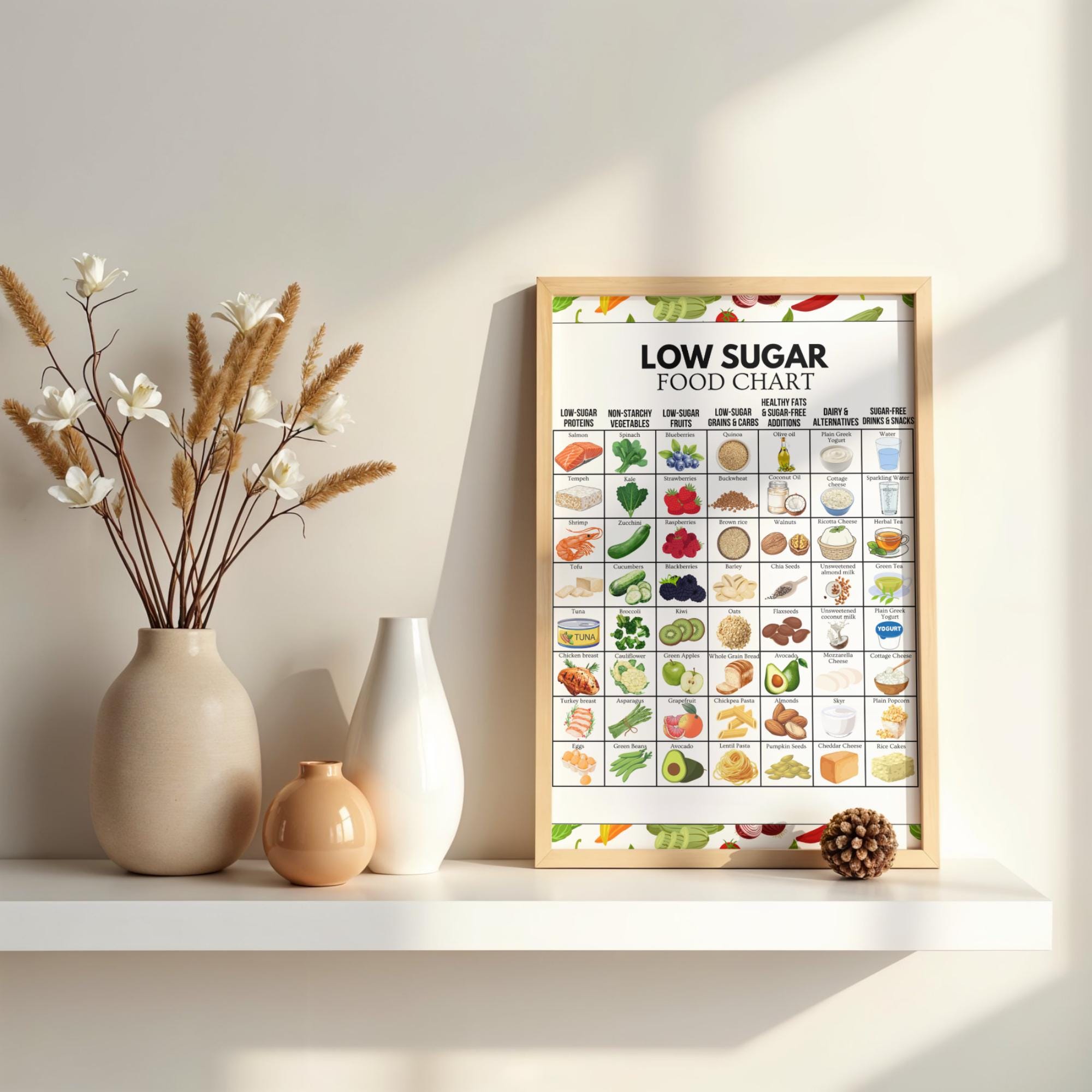 Low Sugar Food Chart, Low Sugar Food List, Sugar Free Food List ...