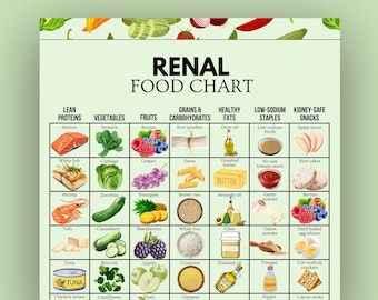 Renal Diet Chart, Kidney Food Guide, CKD Nutrition Visual Printable