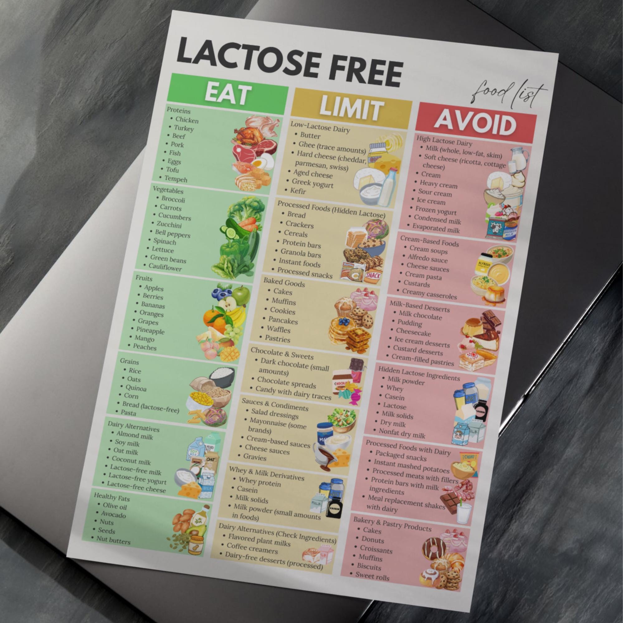 Lactose Free Food List, Lactose Intolerance Grocery, Bloating, Free ...