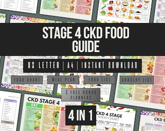 CKD Stage 4 Food List  | Stage 4 Kidney Bundle | CKD Stage 4 Food Chart | Renal Diet Meal Plan | Kidney Grocery List