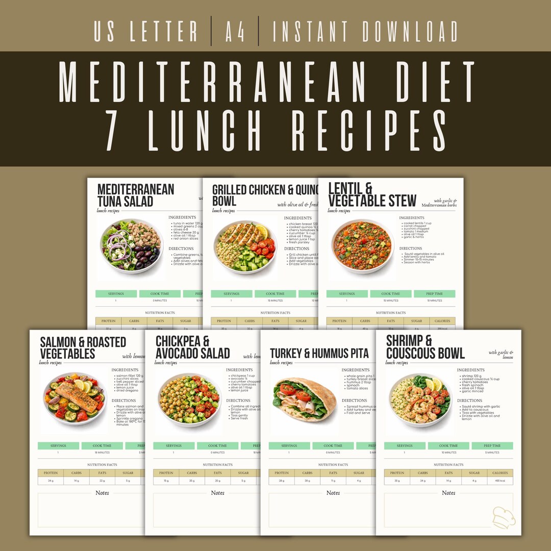 Mediterranean Diet Lunch Recipes Food List Printable, Heart Healthy ...