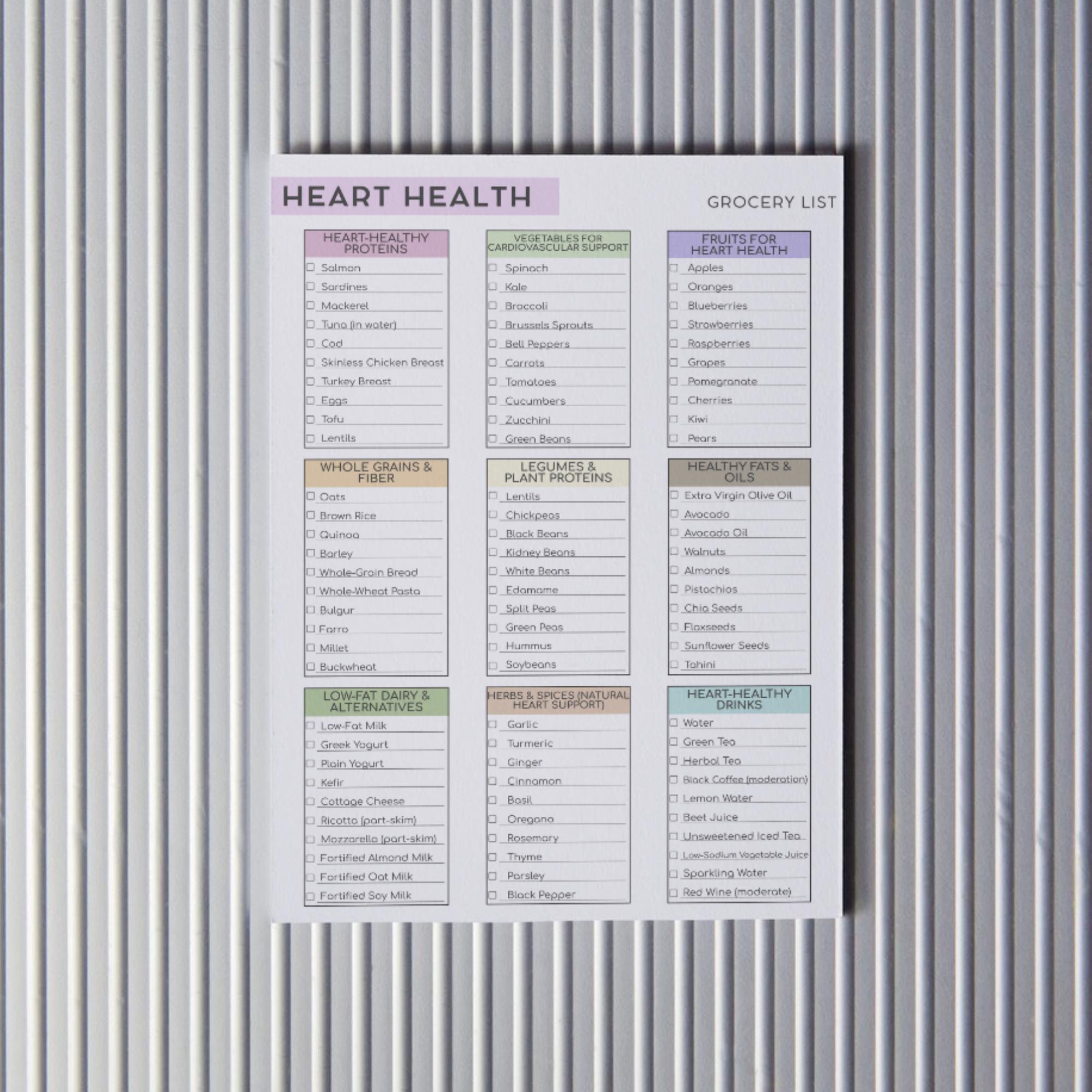 Heart Health Grocery List, Printable Grocery, List Printable ...