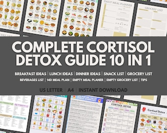 Guia completo de desintoxicação de cortisol 10 em 1, plano alimentar para reduzir o cortisol, equilíbrio hormonal, dieta de desintoxicação de cortisol, lista de alimentos para reduzir o cortisol
